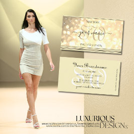 Luxurit Guld Glitter Stars Initialer Beige Golden Visitkort