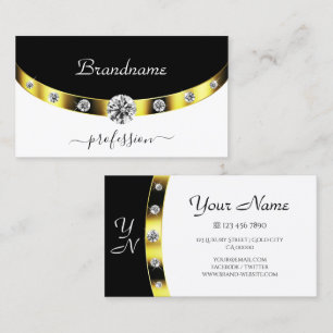 Luxurit Guld Gräns Black and White Initialer Visitkort