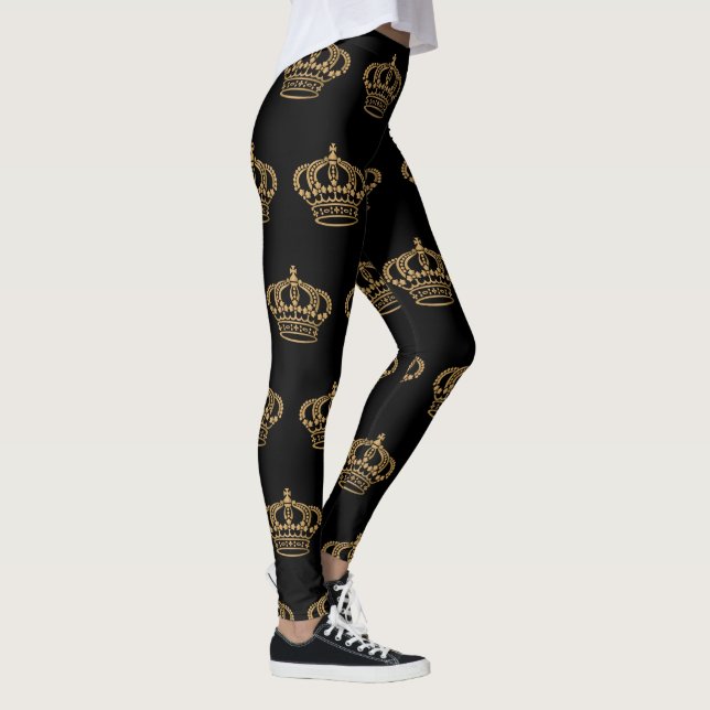 Luxurit Guld Krona Mönster Leggings (Höger)