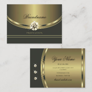 Luxurit Guld Mörk Grått med mousserande diamanter Visitkort