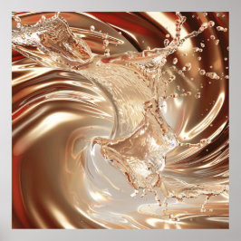 Luxurit Guld och Cream Fluid Art Poster