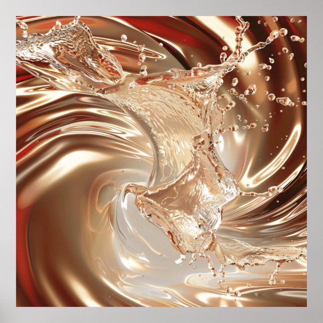 Luxurit Guld och Cream Fluid Art Poster (Framsidan)