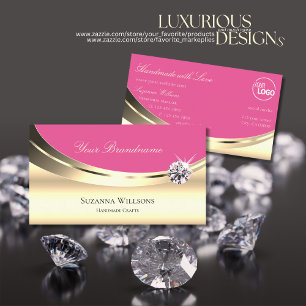 Luxurit Guld och Rosa med Logotyp Gnistra Diamond Visitkort