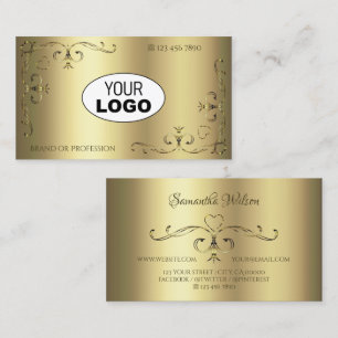 Luxurit Guld Ornate Corners Logotyp Elegant Golden Visitkort