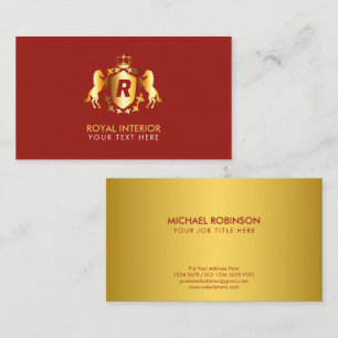 Luxurit Guld Royal Emblem Röd inledning Visitkort