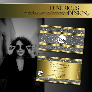 Luxurit Guld Silver Glitter Stars lägger till Logo Visitkort