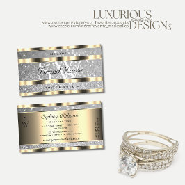 Luxurit Guld Silver Glitter Stars Spark Initialer Visitkort