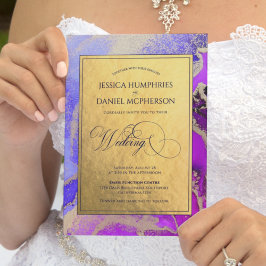 Luxurit Guld Violet Lila Formal Bröllop Inbjudningar