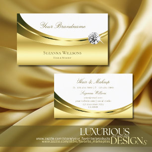 Luxurit Guld White med mousserande Diamant Modern Visitkort