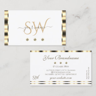 Luxurit Guld White Sparkling Diamonds Monogram Visitkort