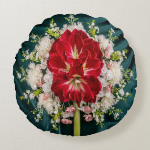 Luxurit Red Amaryllis Blommigt Dekorativ kudde Cov