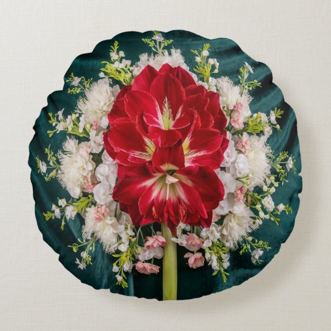 Luxurit Red Amaryllis Blommigt Dekorativ kudde Cov (Framsidan)