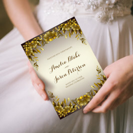 Luxurit Regal Guld Ram vid Bruten White Bröllop Inbjudningar