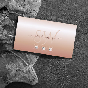 Luxurit Ro Coral Sparkling Diamonds Monogram Visitkort