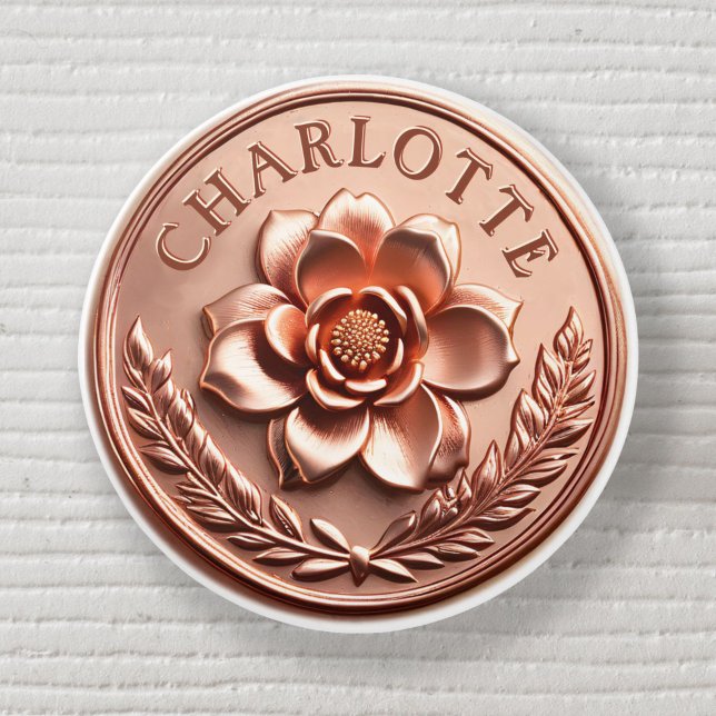 Luxurit Ro Guld 3D Peony och Laurel Wandeans Knopp (Luxurious Rose Gold 3D Peony and Laurel Wreath Ceramic Knob)