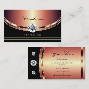 Luxurit Ro Guld Black med mousserande diamanter Visitkort
