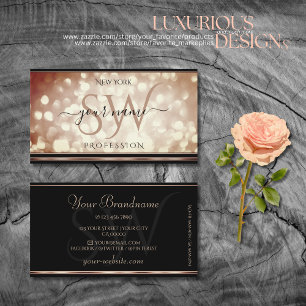 Luxurit Ro Guld Gnistra Glitter Initialer Black Visitkort
