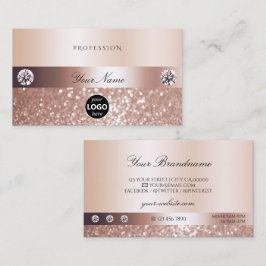 Luxurit Ro Guld mousserande Glitter med Logotyp Visitkort