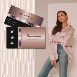 Luxurit Ro Guld på svart med Faux Rhinestones Visitkort