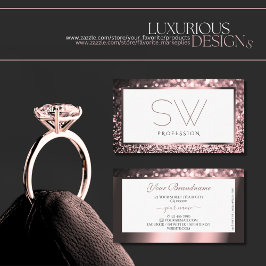 Luxurit Ro Rosa White Gnistra Glitter Monogram Visitkort