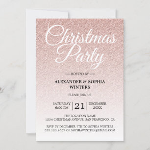 Luxurit Rosa Glitter Ombre jul Party Inbjudningar