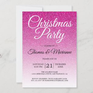 Luxurit Rosa Glitter Ombre jul Party Inbjudningar