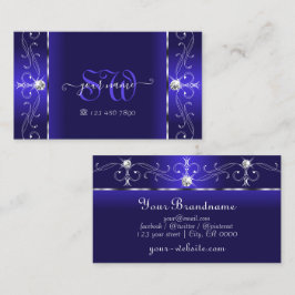 Luxurit Royal Blue Squiggled Jewels och Monogram Visitkort