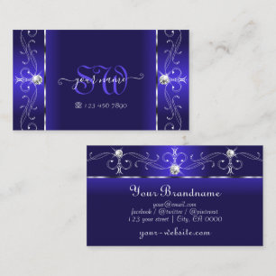 Luxurit Royal Blue Squiggled Jewels och Monogram Visitkort