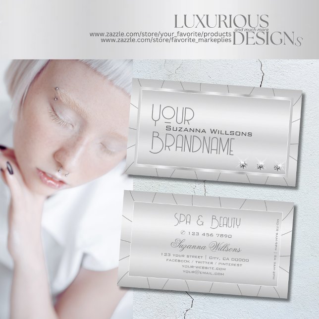 Luxurit Silver med Kreativet Ornate och Diamonds Visitkort (Skapare uppladdad)