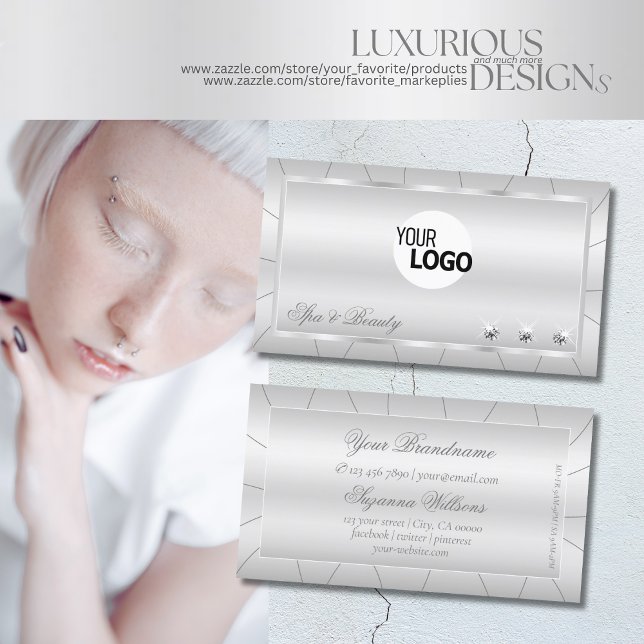 Luxurit Silver med ornitdiamanter och Logotyp Visitkort (Skapare uppladdad)