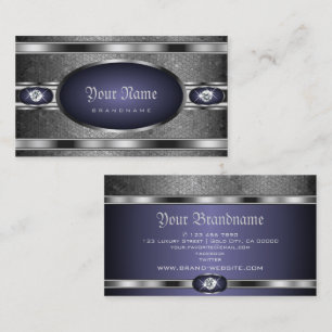 Luxurit Silver Mönster Blue med Faux Diamonds Visitkort
