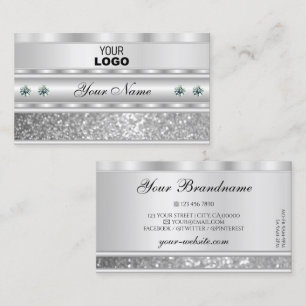 Luxurit Silver mousserande Glitter Lägg till Logot Visitkort
