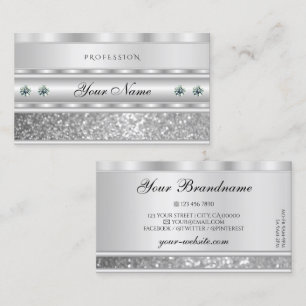 Luxurit Silver mousserande Glitter med diamanter Visitkort