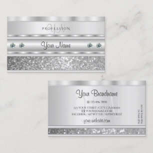 Luxurit Silver mousserande Glitter med Monogram Visitkort