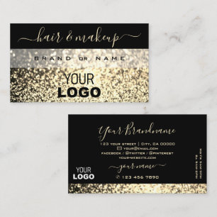 Luxurit Svart Guld-mousserande Glitter med Logotyp Visitkort