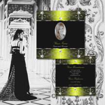 Luxurit svart Gult Ornate Ornaments med Photo