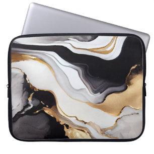 Luxurit svart, vit och Guld marble Design Laptop Fodral