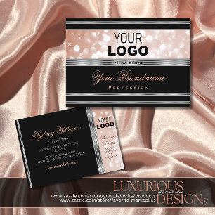 Luxurit Svarta Ro Guld Glitter med Logotyp Silver Visitkort