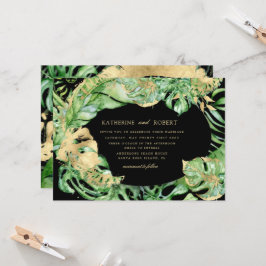 Luxurit Tropical Golden Foliage Bröllop Inbjudningar