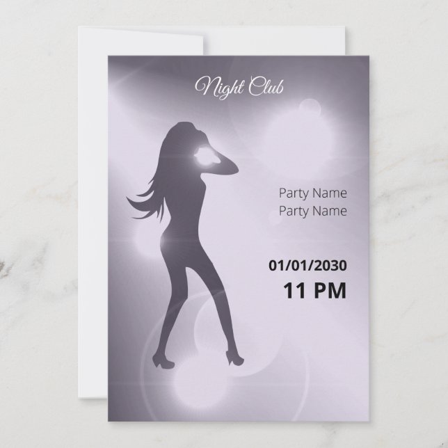 Luxurit Violet Brilliant Dancing Girl Silhouette Inbjudningar (Framsida)