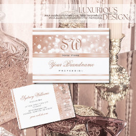 Luxurit Vit ros Guld Gnistra Glitter Monogram Visitkort
