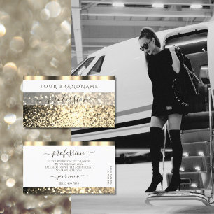 Luxurit White Guld Sparkling Glitter Glamous Visitkort