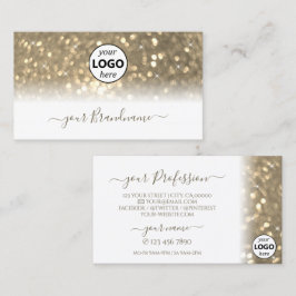 Luxurit White Guld Sparkling Glitter med Logotyp Visitkort