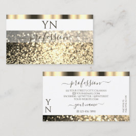 Luxurit White Guld Sparkling Glitter Monogram Visitkort