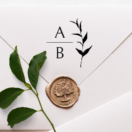 Luxurius Elegant Monogram Botanical Bröllop Självfärgande Stämpel