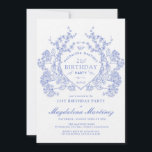 LUXURY 21: a Vintagen Blått Blommigt Vapensköld Inbjudningar<br><div class="desc">En vapensköld för blå blommigt i elegantens Fransk tar vintagen i mitten på den här inbjudan om att födelsedag inte ska hållas. Ornat,  formellt och mycket feminin kommer att få dam att känna sig mycket speciellt. Det finns samordning av party.</div>