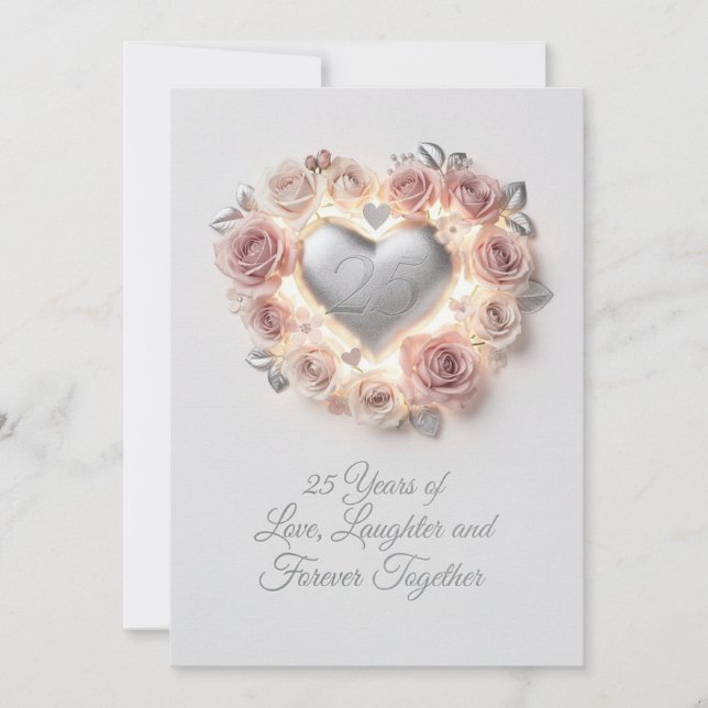 Luxury 25th Wedding Anniversary Card – Romantic  Julkort (Framsida)