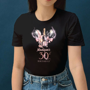 Luxury 30års födelsedag Black Rosa Champagne T Shirt