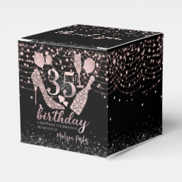 Luxury 35e Birthday Rosa Black Glitter Tack Presentaskar