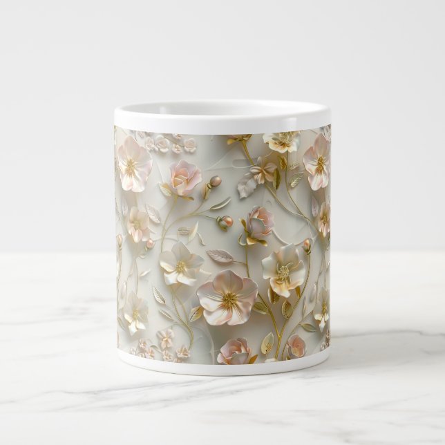 Luxury 3D Embossed Floral Gold Foil Elegant  Jumbo Mugg (Framsidan)